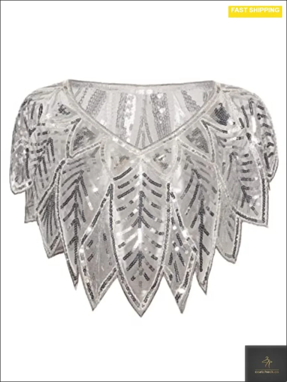 Sequin Beaded Shawl Wrap Sheer 1920s Evening Cape Wedding Party Cover Up